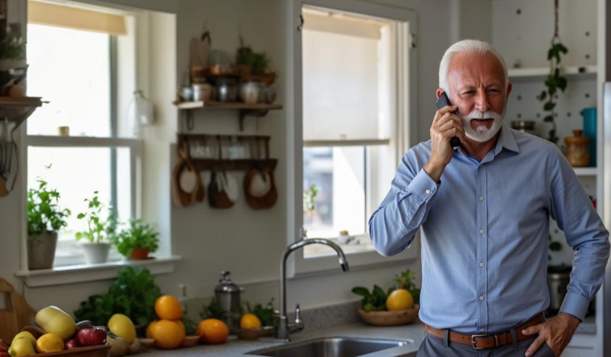 a man is talking on the phone
